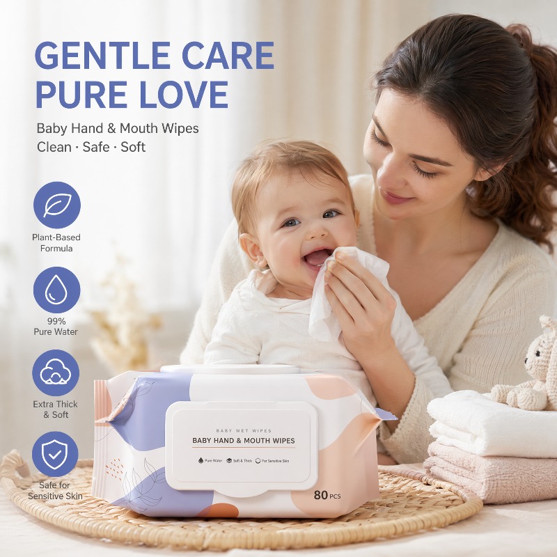 Skincare Newborn - 柔らかい不織布の低刺激性ベビーワイプ、新生児、乳児、幼児の手、口、顔、肌のお手入れに優しい洗浄力