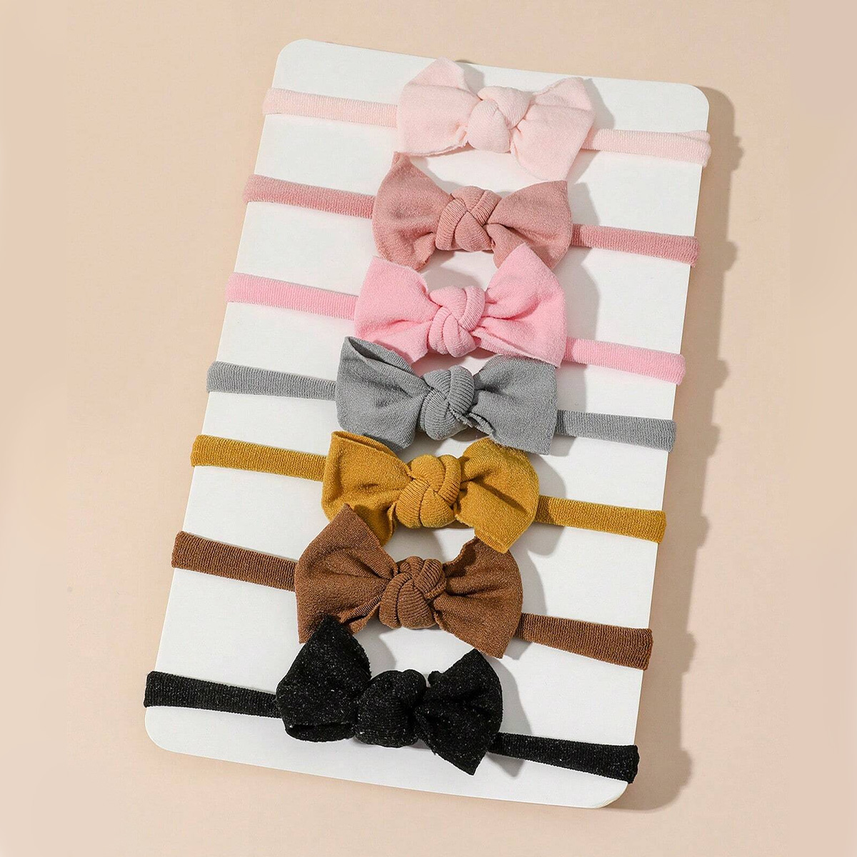Skincare Newborn - 新生児用ウルトラソフトスキンケアヘッドバンド、トップノット、幼児用ファッション、ミニボウ、キッズかわいいナイロンヘアアクセサリー、7個