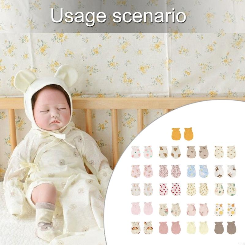 Skincare Newborn - 1 ペア新生児綿ミトン弾性手首傷防止ソフト幼児ハンドプロテクターデリケートなスキンケアのため A2UB