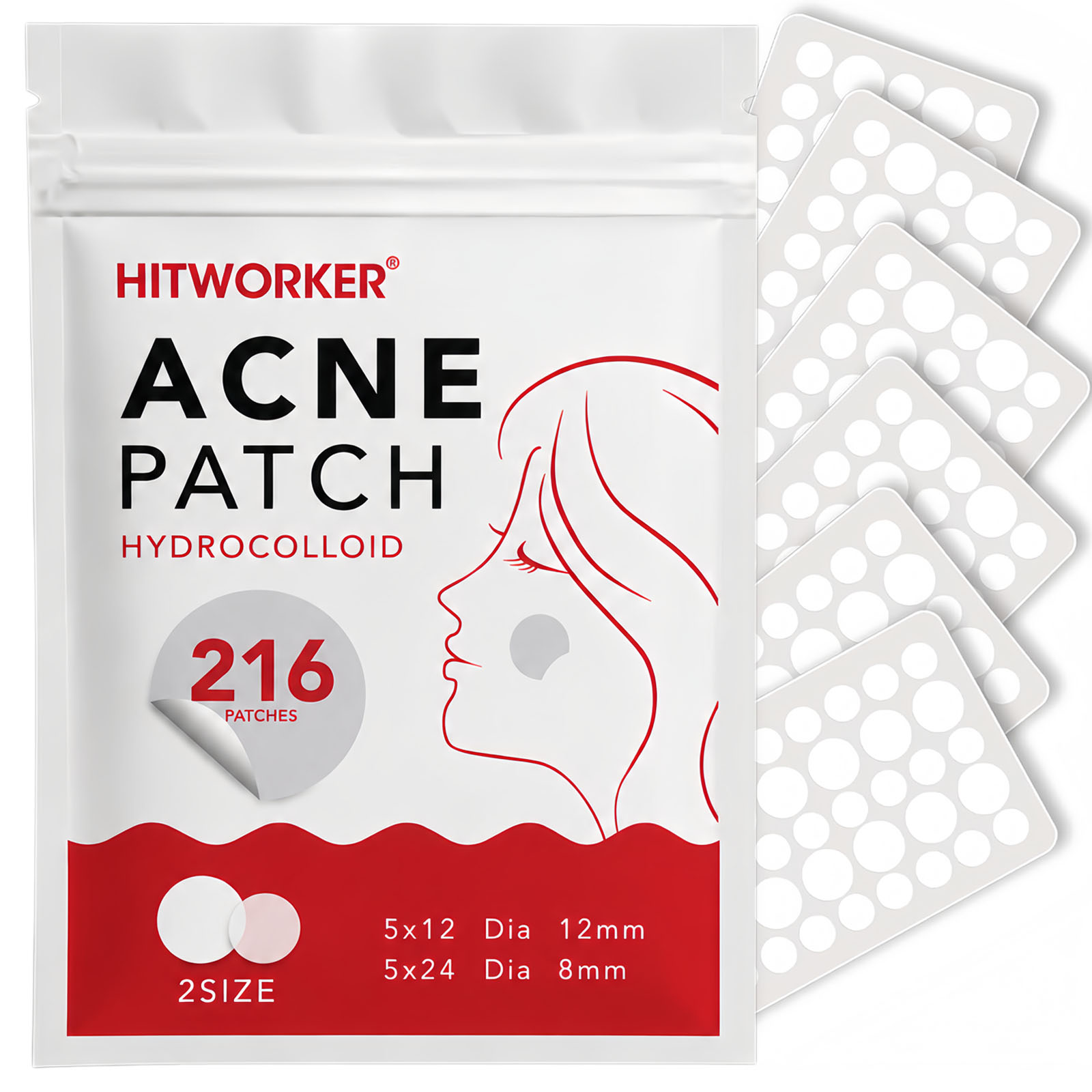 Peptide Neck Cream - 216枚入りハイドロコロイドニキビパッチ、2サイズ展開、目立たないスポットカバーフェイスステッカー、防水、簡単ピールオフ、昼夜兼用