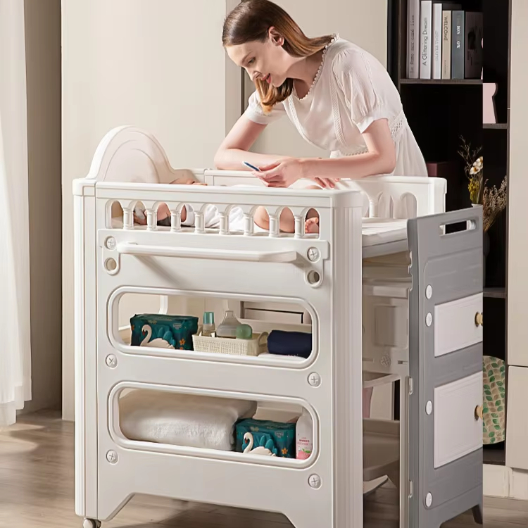 Skincare Newborn - 新生児用おむつ交換台、赤ちゃんの肌を守る、高さ調節可能なオーガナイザー付きドレッサー、ケアチェンジングテーブル